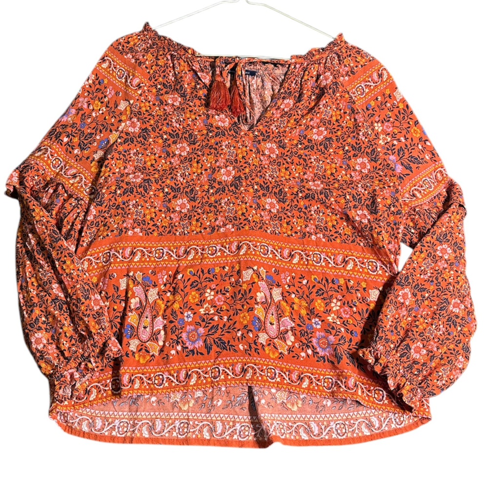 American eagle flowy orange blouse